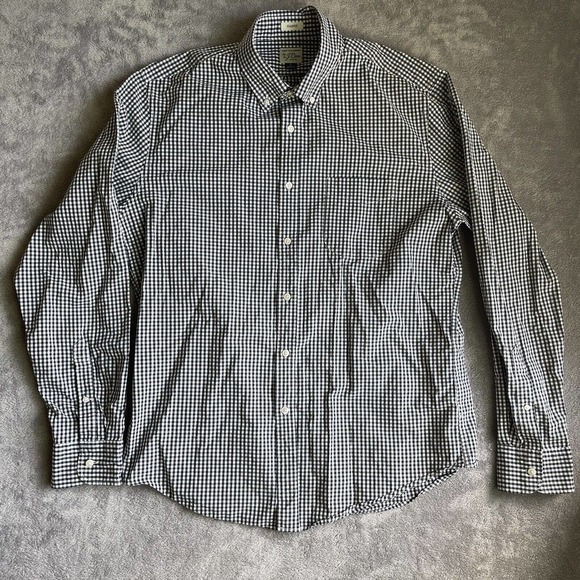 VTG J. Crew Shirt Mens Large Blue Checkered Classic Button Up Collared Preppy - Picture 2 of 15